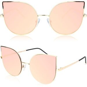 Sojos Gold Pink Oversized Cat-Eye Sunglasses 😎
